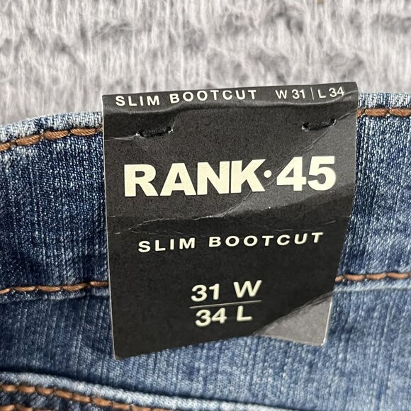 NWT Rank 45 Mens Jeans 31x34 Slim Bootcut Western Medium Wash Mid Rise - Picture 3 of 10
